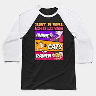 Just A Girl Who Loves Anime Cats And Sketching Baseball T-Shirt